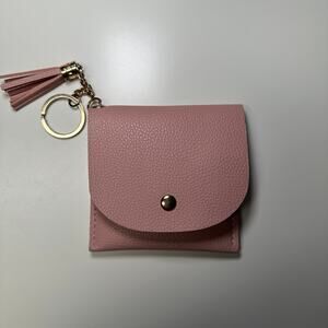 LARK & IVES Pink Vegan Pebble Leather Key‎ Chain Card Case